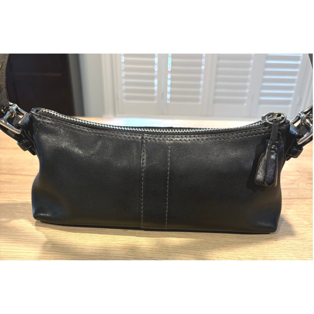 Coach Black Leather Small Soho Baguette Bag Silver Hardware 9541